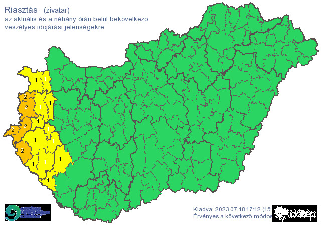 Narancs riasztás került ki heves zivatarra