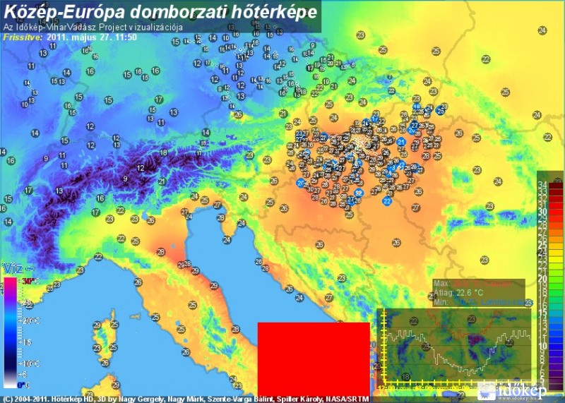 Hőmérsékleti különbség a Kárpát medencében és szomszészédságában