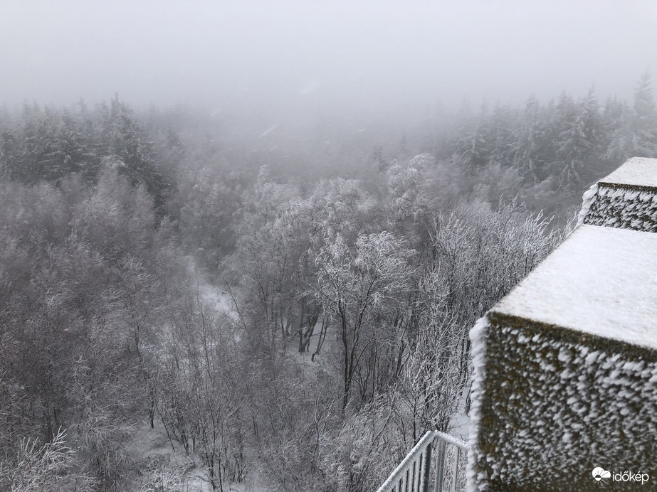 2024.01.07. Az Írott-kőre visszatért a tél! (Havazás, 3-5 cm hó, viharos szél, zúzmarás fák)