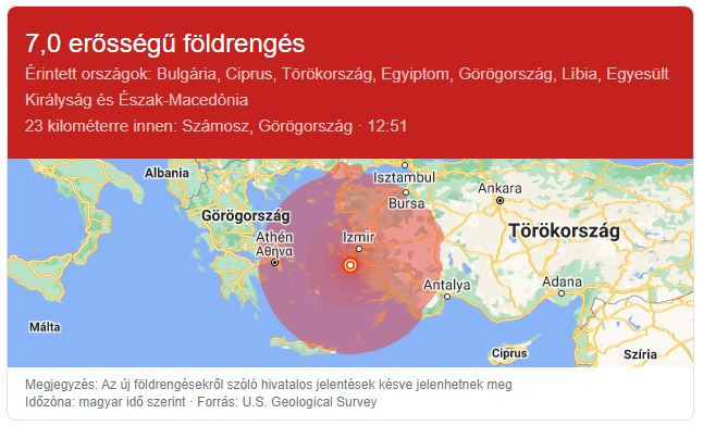 Földrengés Izmirben az imént